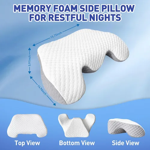 Vista 2 de Almohada para dormir de lado con agujeros para brazos, almohada de hombro de espuma viscoelástica para personas que duermen de lado, ergonómica