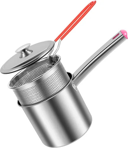 Vista 4 de Olla para freidora con cesta coladora, capacidad de aceite de 1.8L, acero inoxidable, manual (estufa), freidora
