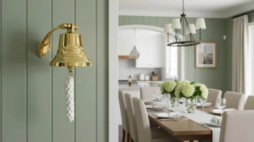 Vista 6 de Campana náutica para colgar en la pared, campana de cena para interiores y exteriores, campanas de decoración (D-3 pulgadas H-3 pulgadas, latón)