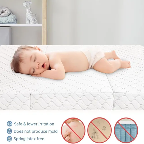Vista 3 de Pack and Play - Colchón de 38 x 26 x 3 pulgadas, suave y firme de espuma viscoelástica de doble cara, almohadilla de colchón N Play con bolsa