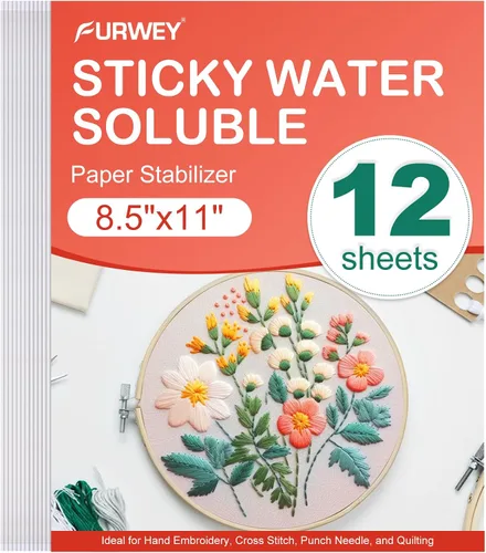 Vista 12 de FURWEY 8 piezas 8.5"x11" Estabilizador de bordado soluble en agua adhesivo, papel imprimible que se disuelve al lavar, permite imprimir o dibujar
