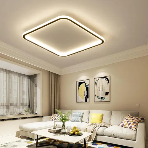 Vista 14 de Lámpara de techo LED moderna, anillo negro empotrado, lámpara de techo con control remoto, lámpara de techo acrílica para dormitorio, pasillo, isla