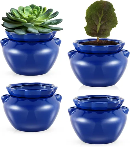 Vista 8 de 2 juegos de macetas para violetas africanas de 7.5 pulgadas, maceta de riego automático para plantas de interior de cerámica, maceta de riego
