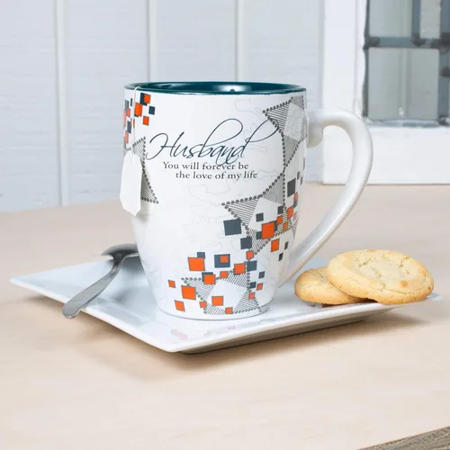 Vista 6 de Pavilion - Husband - Taza de café verde azulado y naranja de 20 onzas