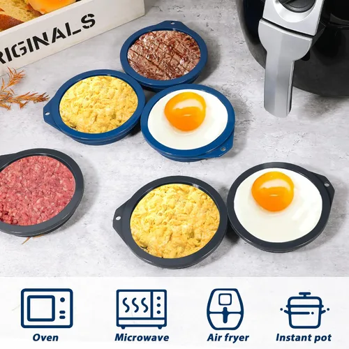 Vista 5 de Webake Moldes de Huevo de Silicona para Freidora de Aire de 4 pulgadas para Hornear, Moldes de Huevo Antiadherentes para Microondas Mini Panqueque