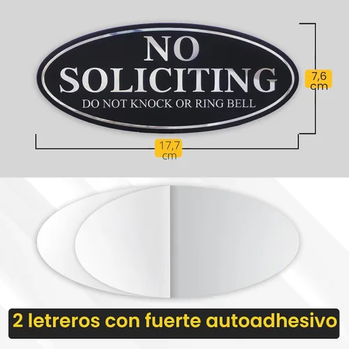 Vista 2 de 2 piezas de señal de "No Soliciting Do Not Knock Or Ring Bell", 7 x 3 pulgadas - Aluminio - Sin solicitantes No llame al timbre de la puerta