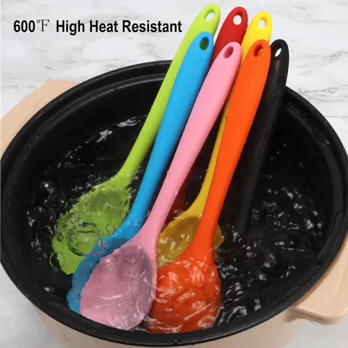 Vista 3 de Vituer - Juego de 7 cucharas de silicona para servir, resistentes al calor, cucharas de cocina antiadherentes para cocinar, cucharas de servir