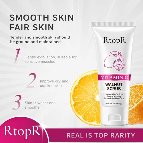 Vista 5 de RtopR Exfoliante facial, exfoliante de nuez para suavizar la cutícula, limpieza profunda, suave y delicada, piel brillante, todo