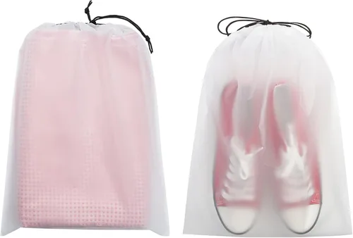Vista 6 de Vorspack Bolsas transparentes para zapatos de viaje, grandes y transparentes, bolsa de almacenamiento con cuerda para hombres y mujeres, paquete