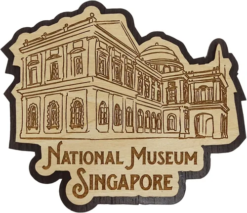 Vista 6 de Printtoo Merlion Singapore - Imán de madera grabado para nevera