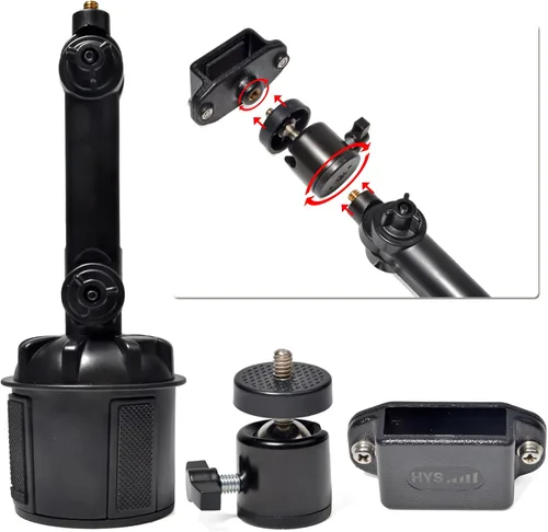Vista 4 de HYS Portavasos Walkie Talkie Clip Mount, portavasos de mano para radio de coche [seguro y estable] Portavasos Radio de 2 vías, soporte para radio