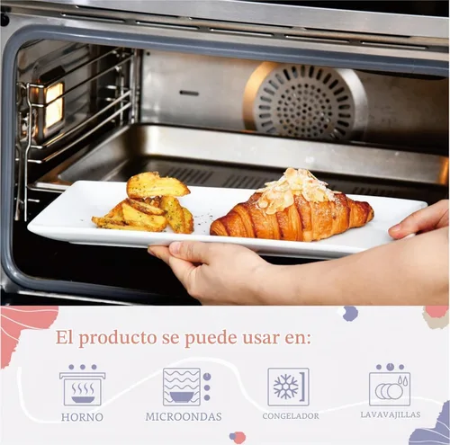 Vista 5 de Miicol Juego de 3 platos de porcelana para servir, bandejas grandes de 14