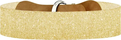 Vista 4 de Cinturón ancho elástico de piel sintética para mujer vestido de mujer cinturones de cintura gruesos elásticos Un oro brillante