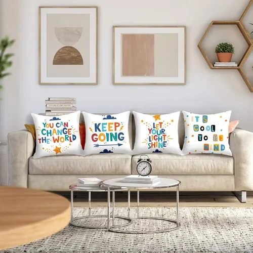 Vista 4 de Juego de 4 fundas de almohada para el aula de 18 x 18 pulgadas, fundas de almohada decorativas para niños y niñas