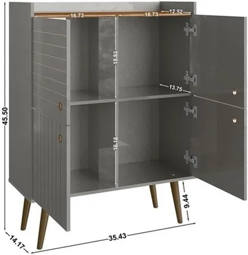 Vista 3 de Manhattan Comfort Bogart - Armario decorativo moderno de mediados de siglo de 45.5 pulgadas para uso en la oficina en casa y sala de estar, incluye
