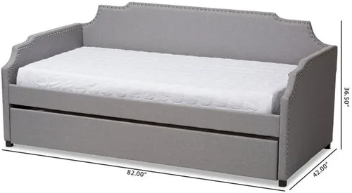 Vista 3 de BOWERY HILL Sofá cama doble tapizado moderno y contemporáneo con cama nido en gris