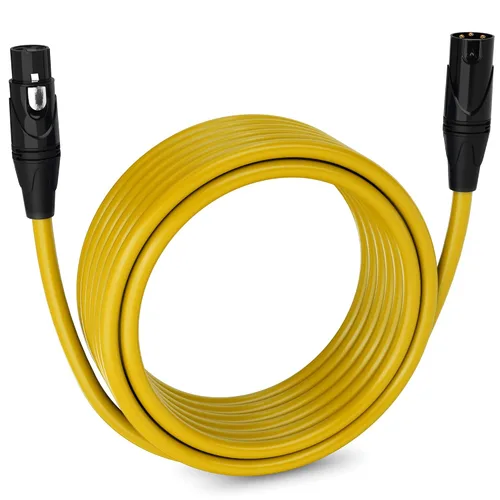 Vista 162 de LyxPro Cable de micrófono XLR hembra a macho de ángulo recto de 3 pines de 1.5 pies para altavoces amplificados, interfaz de audio, rendimiento