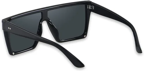 Vista 2 de LYZOIT Lentes de sol cuadrados de gran tamaño para mujeres y hombres, parte superior plana grande, protección UV, sombras sin montura