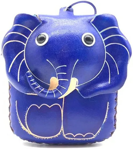 Vista 6 de Handmade Vintage Genuine Leather 3D Animal Elephant Coin Purse With Removable Wrist Strap (Brown)