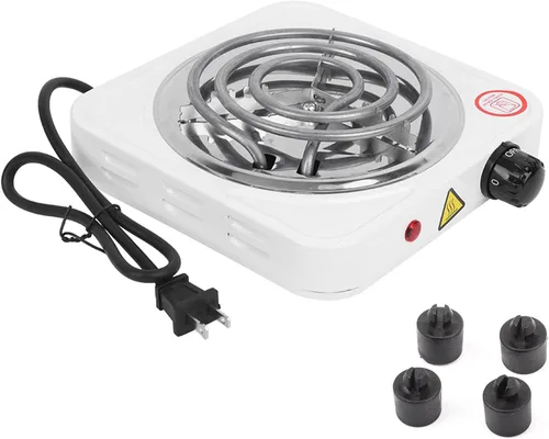 Vista 7 de Estufa eléctrica portátil de un solo tubo, quemador de encimera de acero inoxidable de 1000 W con termostato ajustable y protección contra