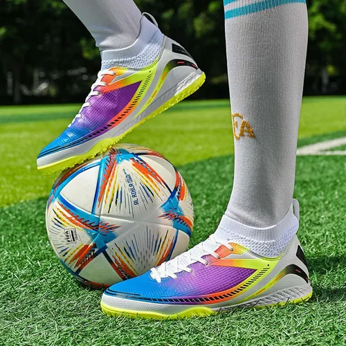 Vista 6 de TUOTOM Zapatos de fútbol de tierra firme para jóvenes, zapatos de fútbol para interiores y exteriores, zapatillas de fútbol para césped AGFG