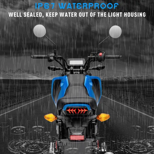Vista 5 de Luz trasera LED de freno con intermitentes para motocicleta, compatible con Honda Grom MSX125 CB650F CB650R CBR650F CTX700N, lente ahumada