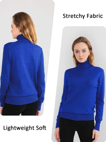 Vista 2 de Woolicity Suéter de cuello alto para mujer, de manga larga, cómodo y cálido, informal, ligero