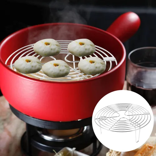 Vista 2 de Estante de vapor de acero inoxidable con patas altas, estante de refrigeración redondo multiusos para cocinar al vapor, hornear y cocinar, 7.67 x
