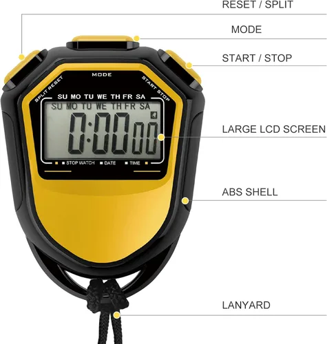 Vista 4 de mewmewcat Cronómetro impermeable digital LCD temporizador cronógrafo deportivo con correa para natación, correr, entrenamiento de fútbol, cronómetro