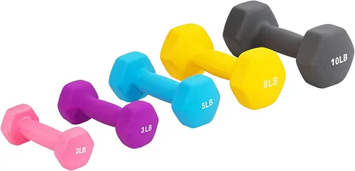 Vista 8 de BalanceFrom Neoprene Coated Iron Dumbbell Hex Weights Set with Stand – Color-Coded or Black Options with Non-Slip Grip for Strength Training