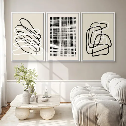 Vista 334 de SIGNWIN Lienzo enmarcado para pared, juego de arte neutro de bosque brumoso, ilustraciones en tono tierra, arte moderno, decorativo, bohemio
