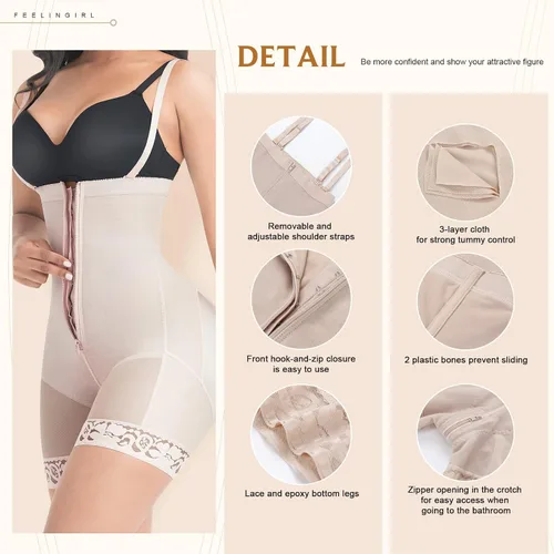 Vista 6 de FeelinGirl Faja moldeadora para mujer sin costuras firme triple control talla grande muslo adelgazante control de abdomen moldeador corporal