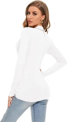 Vista 3 de Camiseta de manga larga con cuello alto falso para mujer