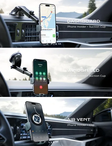 Vista 2 de Cargador de Coche Inalámbrico, Carga Rápida de 15W, Cargador de Coche con Abrazadera Automática, Soporte para Teléfono Compatible con iPhone 15 14