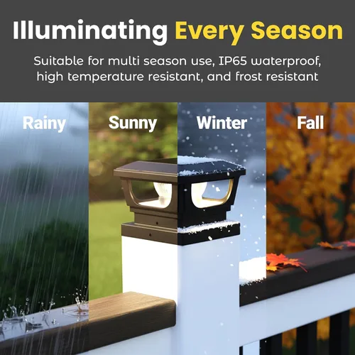 Vista 7 de Brighticonic Luces solares para tapa de poste para exteriores de 4 x 4, 3 x 3 – Luces de poste de encendido/apagado automático alimentadas por