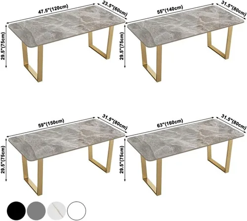 Vista 2 de LAKIQ Mesa de comedor rectangular moderna de piedra sinterizada para apartamento, cocina, comedor, solo con pedestal doble