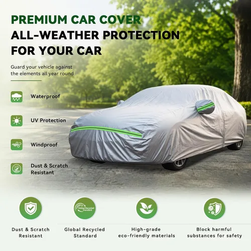 Vista 3 de AUQDD Funda de automóvil sedán de 6 capas de alta calidad, impermeable, para todo tipo de clima, resistente a la intemperie, protección solar UV