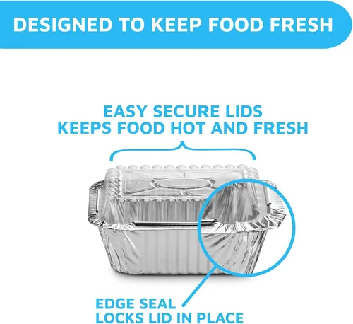 Vista 5 de MontoPack Bandejas Desechables para Llevar con Tapas Transparentes Recipientes de Alimentos de Papel de Aluminio con Capacidad de 1 lb con Sello