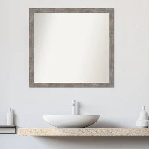 Vista 416 de Amanti Art Silver Bathroom Mirror for Over Sink, 26x35 Custom Made Marred Pewter Rectangle Vanity Mirror, Large Casual Wood Frame, Hangs Horizonally