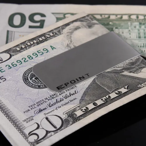Vista 5 de Epoint Clips de dinero para hombre, más diseños, billetera casual con clip para dinero para uso diario, Sliver-eqa03b04