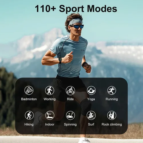 Vista 4 de WSQ Relojes inteligentes para hombres y mujeres, reloj deportivo con pantalla HD 2.04, reloj deportivo con voz AI ChatGpt 3 bandas, contador