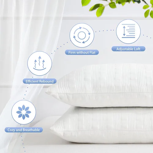 Vista 3 de Meoflaw Almohadas Refrescantes para Dormir Tamaño Estándar, Almohada de Cama de Espuma Viscoelástica Triturada con Funda de Almohada