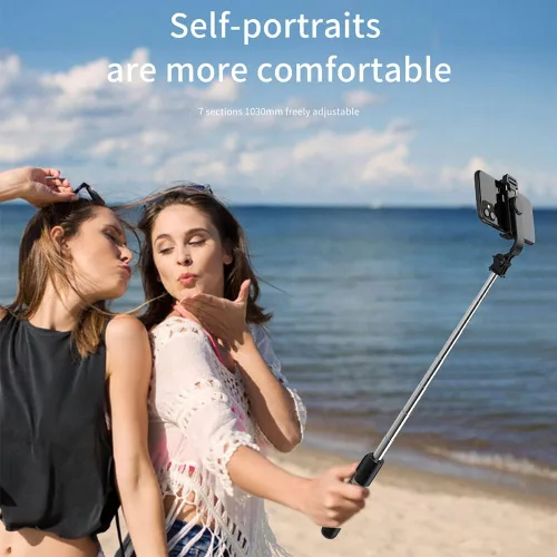 Vista 7 de Trípode para selfie, soporte de trípode 4 en 1 con control remoto inalámbrico desmontable, soporte para teléfono inteligente compatible con iPhone