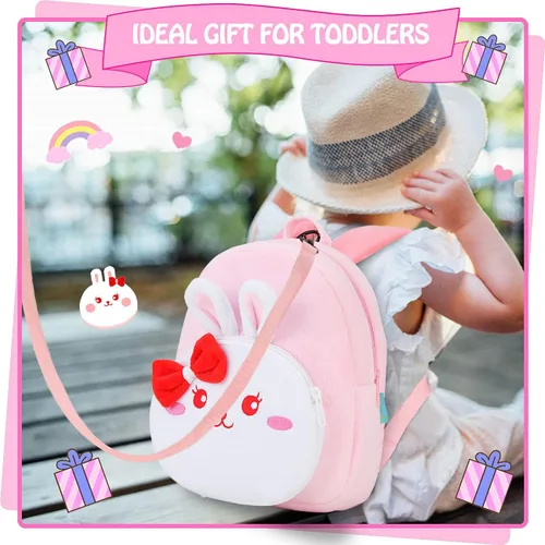Vista 6 de Mochila pequeña de felpa con correa para el pecho para niños pequeños y niñas con correa para el pecho