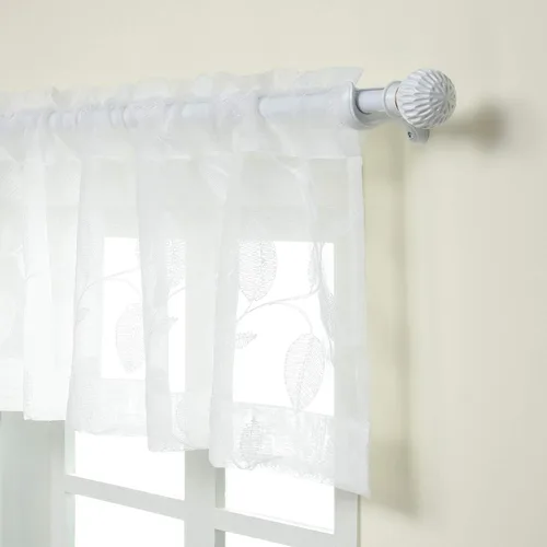 Vista 14 de VOGOL Juego de cortinas transparentes bordadas y cenefas para sala de estar, con bolsillo para barra blanca, par de cortinas traslúcidas