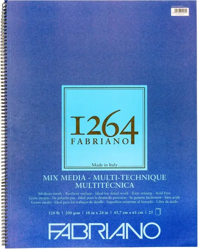 Vista 10 de Fabriano 1264 Bloc de medios mixtos, 7" x 10", 110 lb.