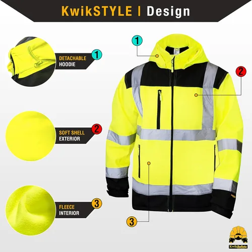 Vista 2 de KwikSafety - Charlotte, NC - Chaqueta de seguridad Softshell AGENT & GALAXY [Diseño Base y Edición Limitada] Clase 3 ANSI Testada OSHA