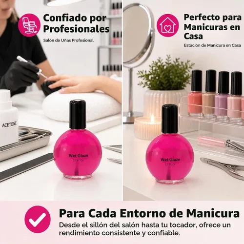 Vista 6 de Pro Nail Wet Glaze - Esmalte de uñas seco transparente Quick Top Coat