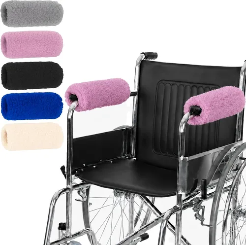 Vista 12 de Cubiertas para apoyabrazos de silla de ruedas Vive (par) - Almohadillas de espuma viscoelástica y piel de oveja para apoyabrazos de silla de ruedas