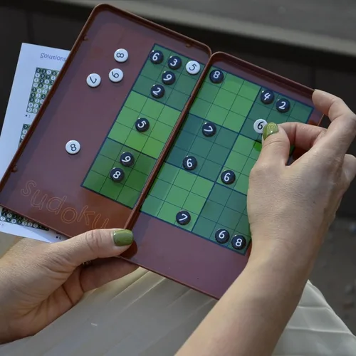 Vista 2 de The Purple Cow - Sudoku. Caja de juego magnética para niños y adultos. Resuelve rompecabezas duros y domina tu mente.